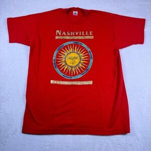 Vintage Nashville Graphic T-shirt Red Unisex XL Sun Souvenir